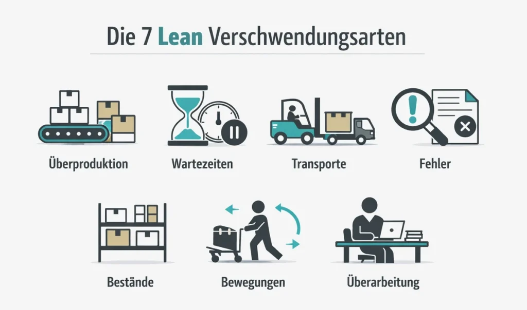 Die 7 Verschwendungsarten in der Lean Administration