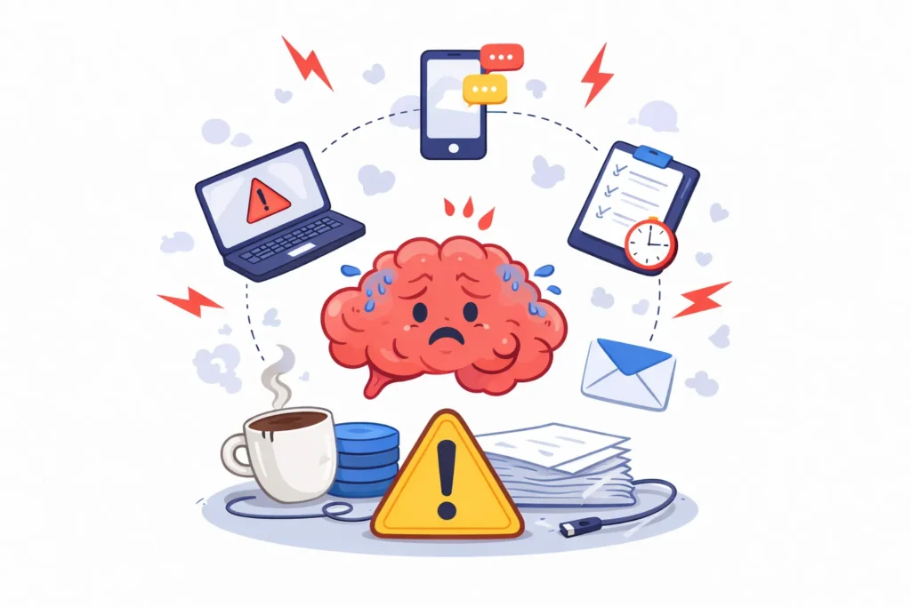 Verschwendungen im Büro durch Multitasking